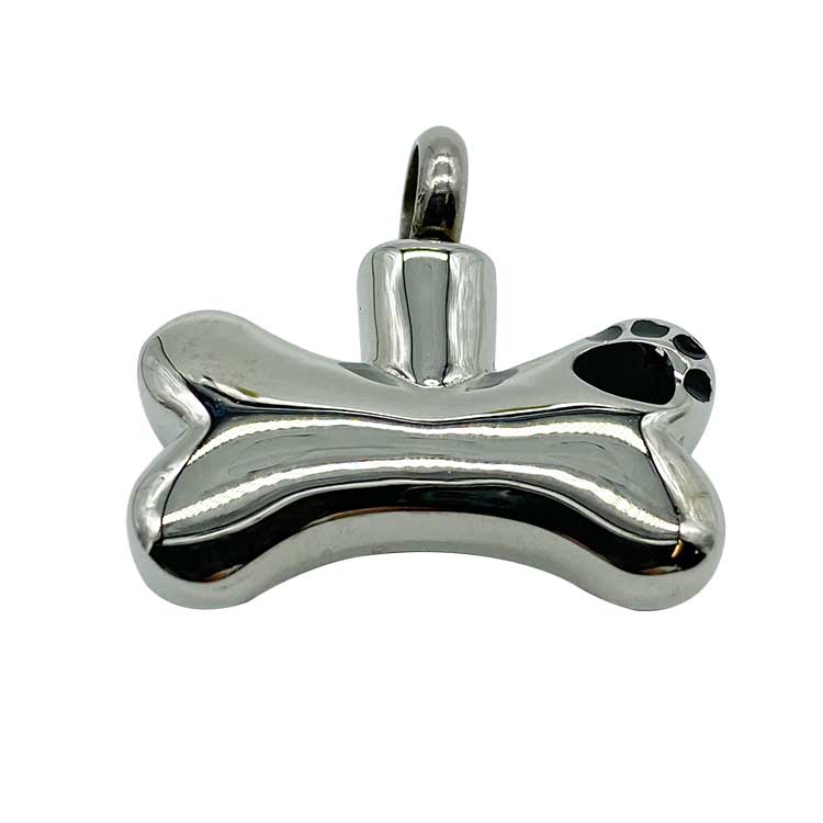 Silver Bone With Pawprint