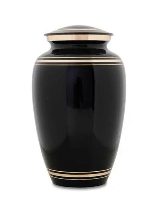 Black with Gold Rings Urn