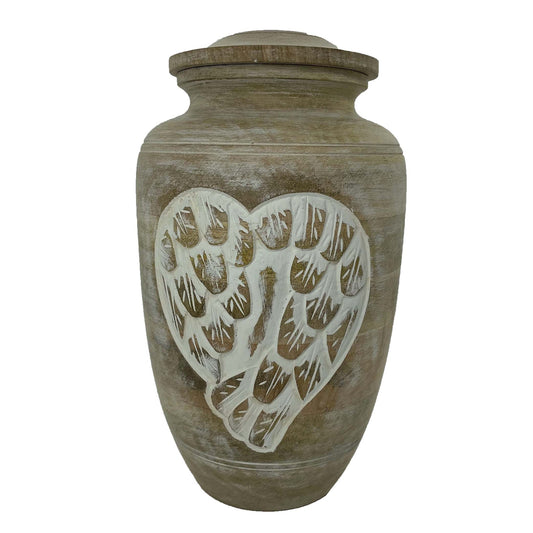 Angel Wing Wood Urn