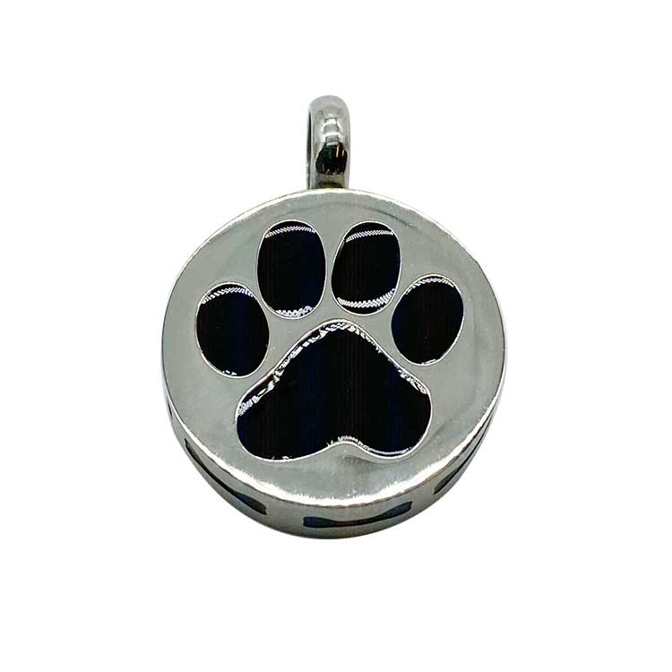 Circle Pendant With Black Pawprint