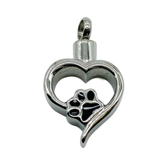 Open Heart With Black Pawprint Pendant