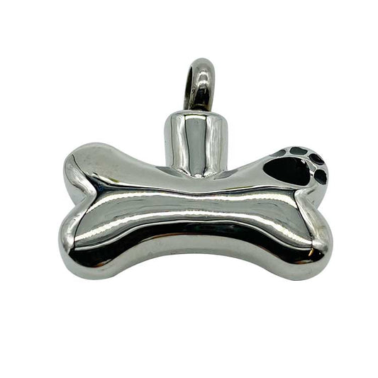 Silver Bone With Pawprint